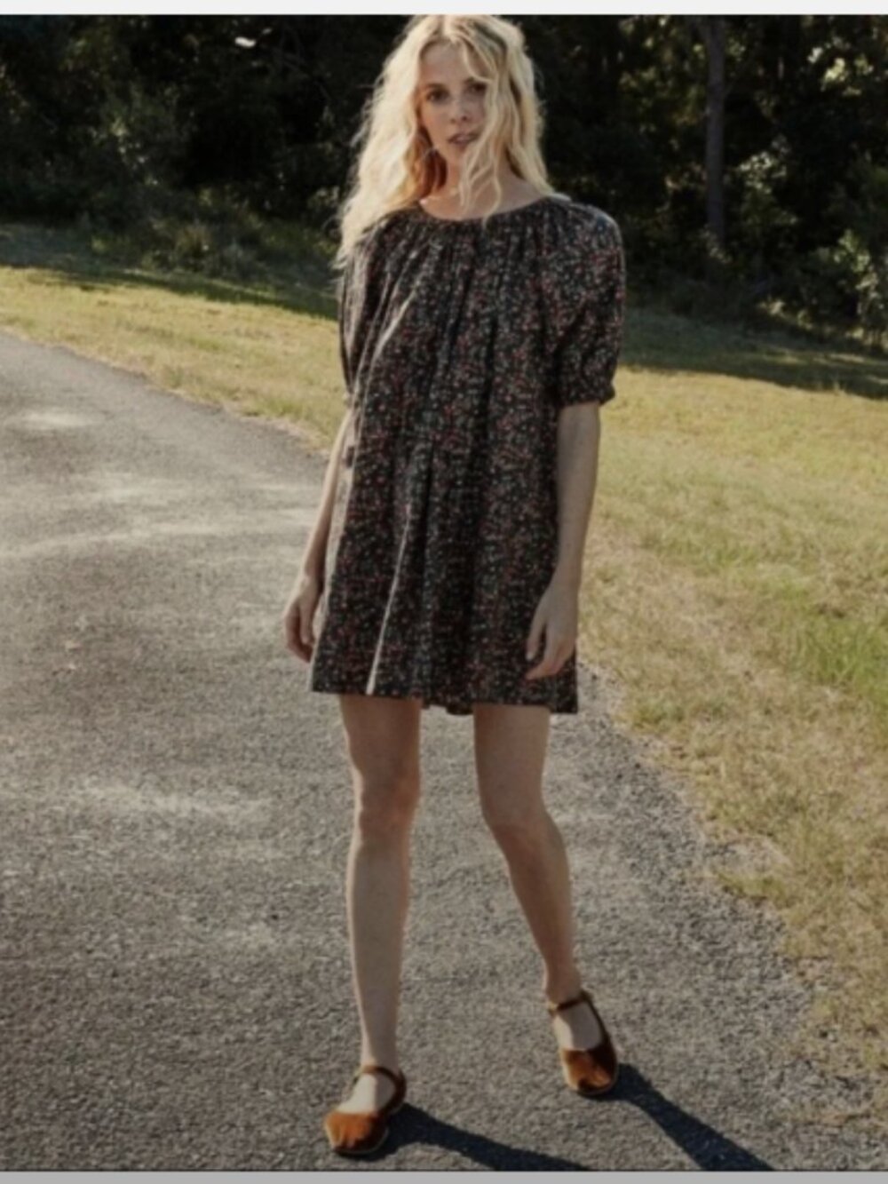 Dôen Chestnut Dress in Petite Jardin Black Floral